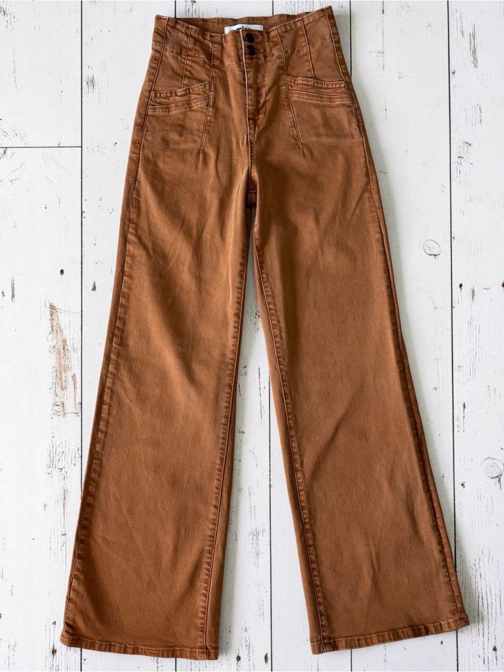 Mica Denim Rust Brown High Rise Wide Leg Jeans Women’s Size 25 Stretch
